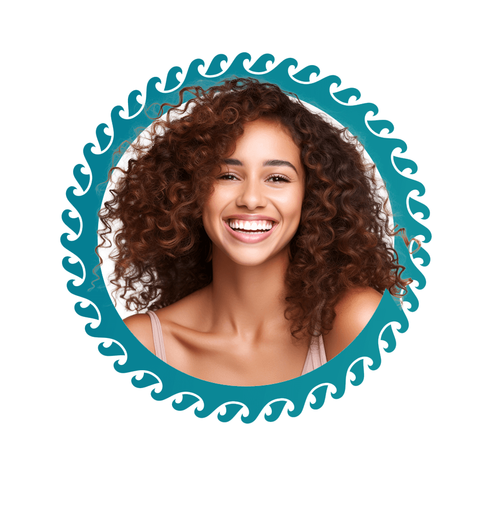 model inside of aqua frame