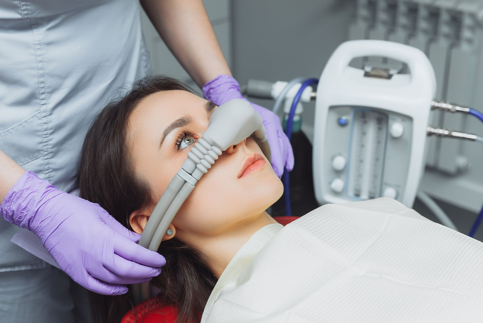 patient getting prep and ready for dental sedation